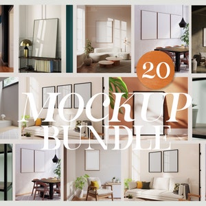 20 Bilderrahmen-Set Bundle-Sammlung Mock-up-Rahmen, schwarzer Rahmen Mockup-Poster-Wandrahmen Herunterladbarer bearbeitbarer PSD-Digitaldownload.