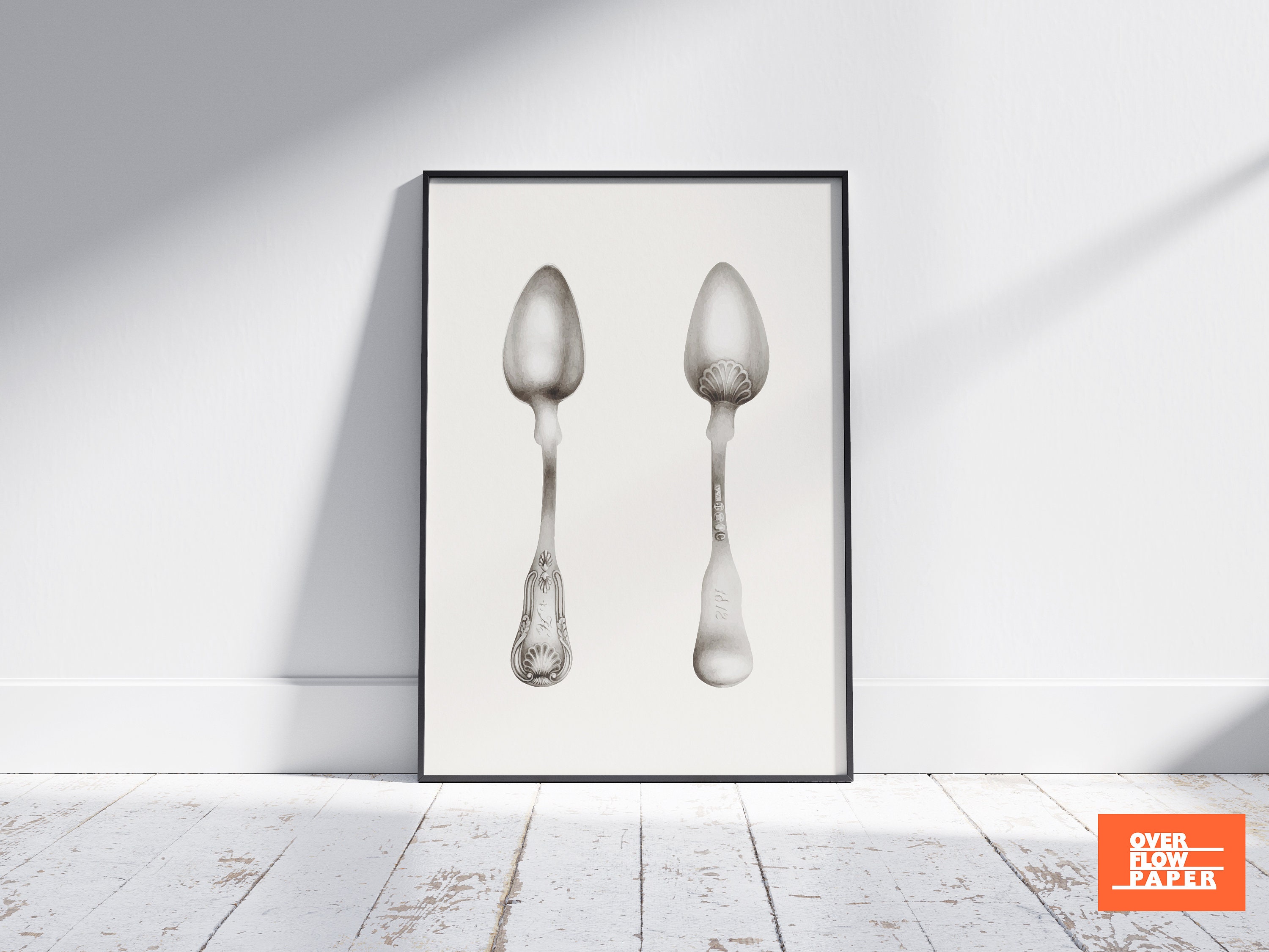 Spoon Poster Vintage Silverware Spoon Sketch Poster Cutlery Wall Art Art Deco ...