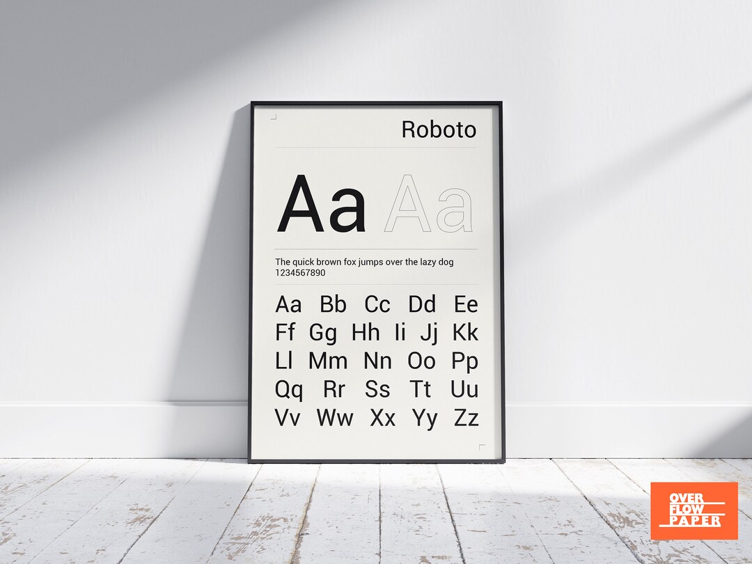 Roboto Font Typography Artwork Print Graphic Design UX UI Design ...