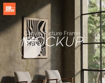 Moody Canvas Picture Frame Interior Mockup 2 Set Bundle, Mockup Frame, Black Frame Mockup Poster Wall Frames editable PSD Digital Download.