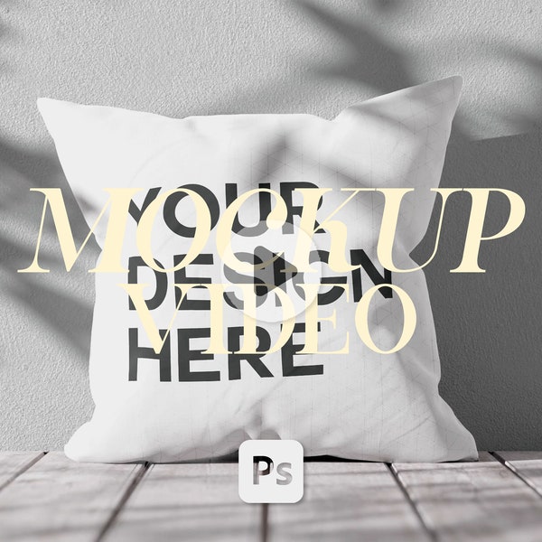 Animated Cushion PSD video Floor Mockup with Customizable Wall Color Pillow Mockup | Digital PSD Download | Editable PSD | Photoshop Mockup