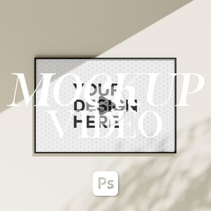 Video Mockup | 3X2 Landschaft Schwarz Rahmen Mockup an der Wand Minimaler einfacher Rahmen Mockup Rahmen Digitaler Download | Bearbeitbare PSD