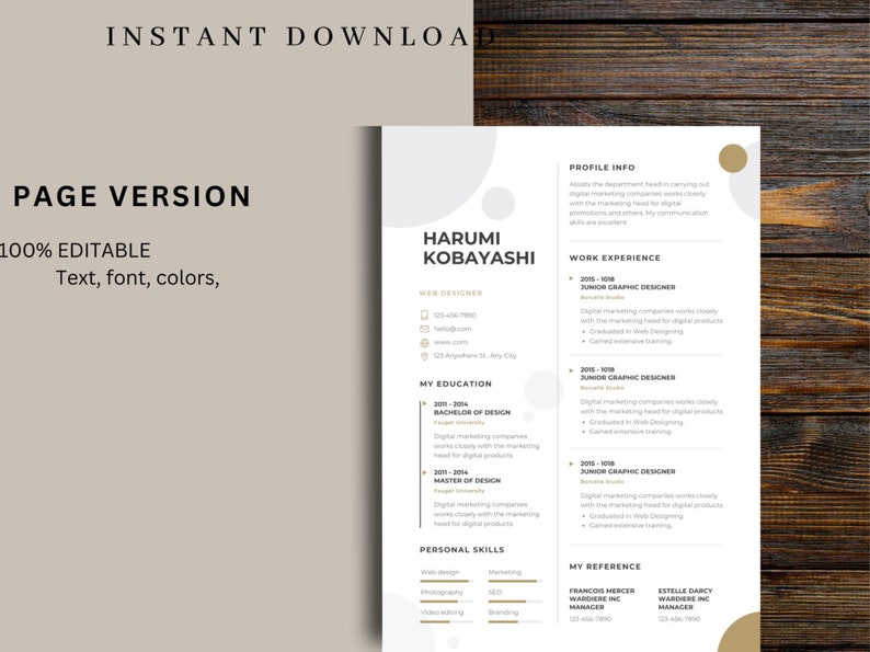 Minimalist Resume Template Executive Resume Template - Etsy