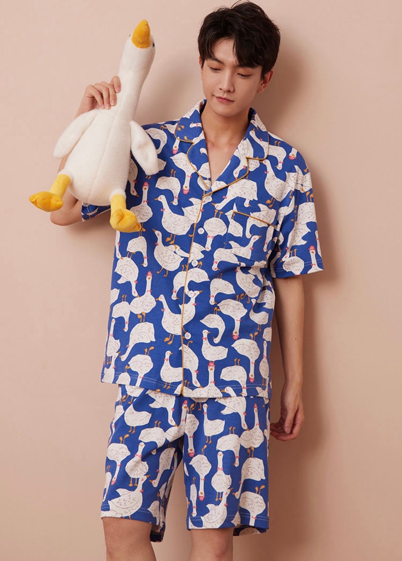 Summer Matching PJS, 100 Cotton Pajamas, Cute Goose Pattern, Valentine