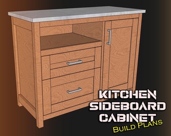 Kitchen Sideboard cabinet plans: Rustic design, roomy interior (PDF Download)