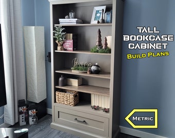 Tall Bookcase Cabinet - metric - PDF Digital Download