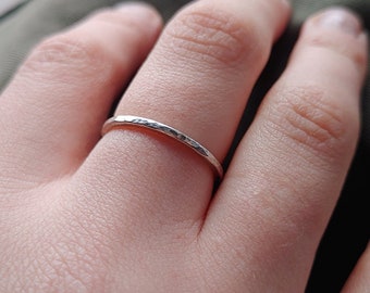 Stackingring Hammerschlagoptik 925 Sterling silver - hammered ring - Damen - Stackerring - Minimalistischer Ring - Stapelring - Bandring