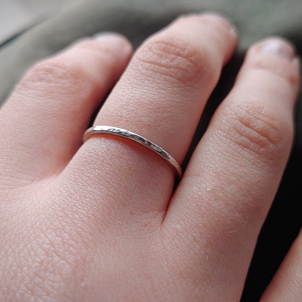Stacking ring hammered look 925 Sterling silver - hammered ring - women - stacker ring - minimalist ring - stacking ring - band ring