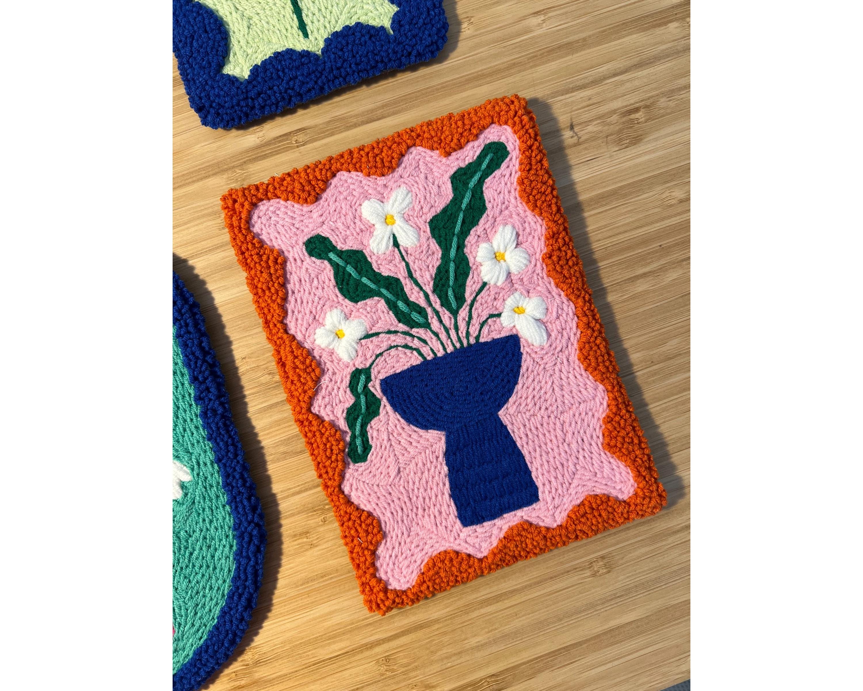 Handmade Punch Needle Floral Wall Art – Punch Needle Wall Hanging - Etsy