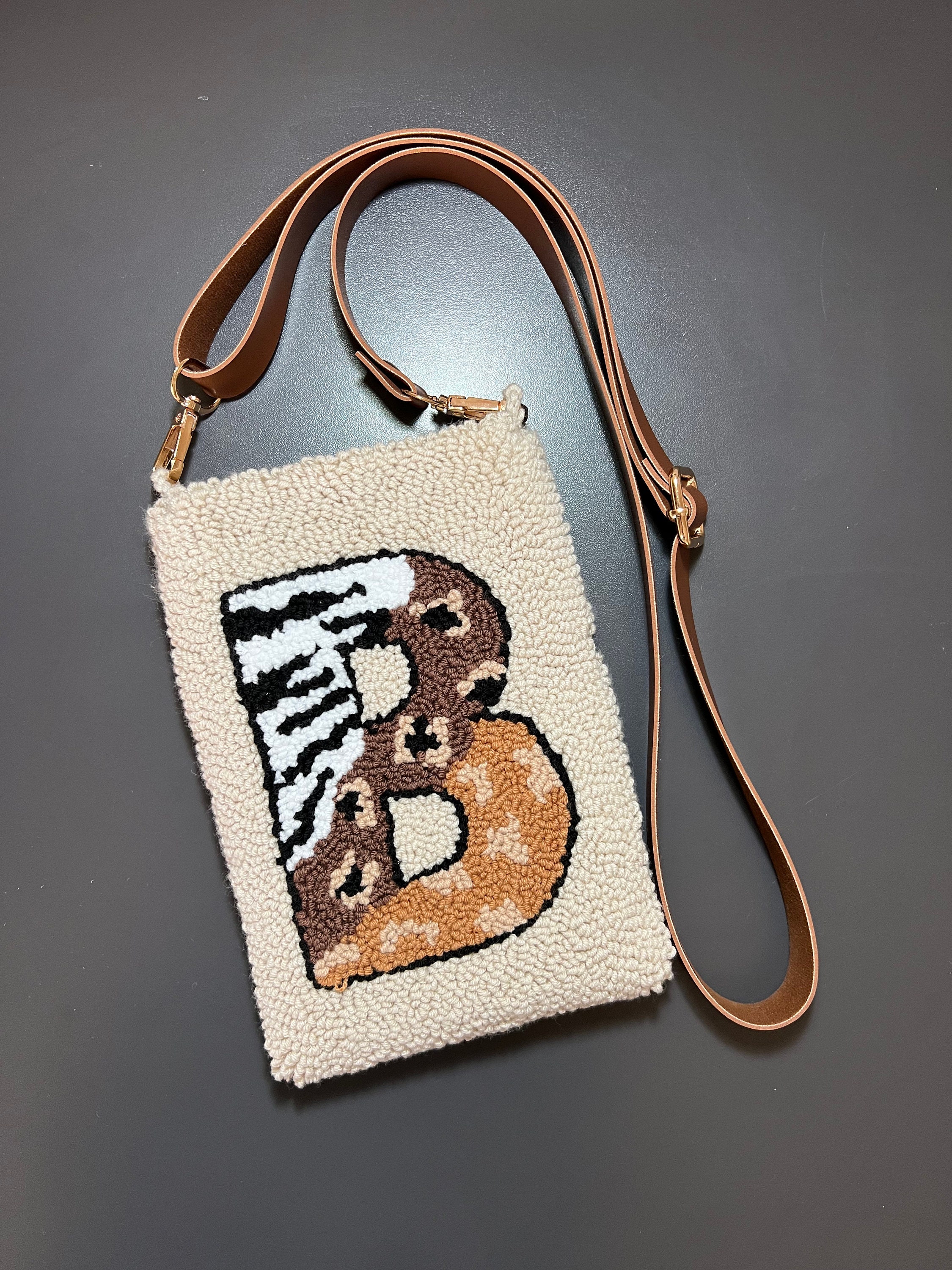Punch Needle Personalized Bag, Punch Needle Embroidered Mini Crossbody Phone Bag, Punch Phone Bag Case Whit Strap,Valentine's Day Gift