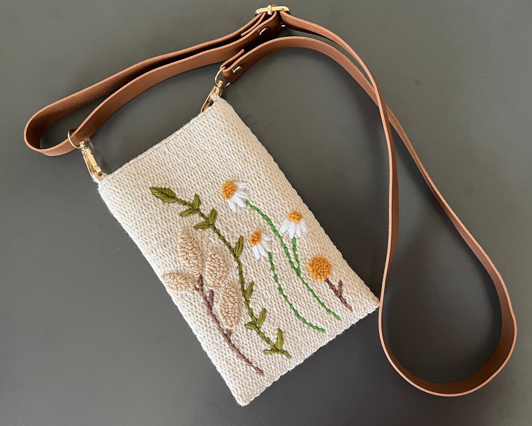 Punch Needle Personalized Bag, Punch Needle Embroidered Mini Crossbody