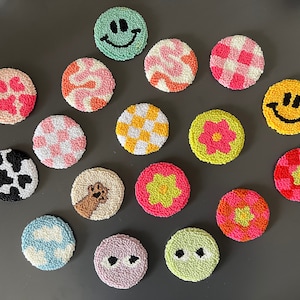 Set of 2 Car Coaster, Punch Needle Car Accessories, New Car Gift, Personalized Car Coaster,  Car Accessories, Womens Day Gift
