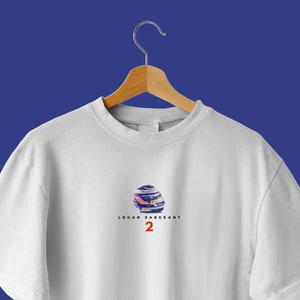 NEU 2024 | Logan Sargent Formel 1 Helm-T-Shirt | Weiß | F1