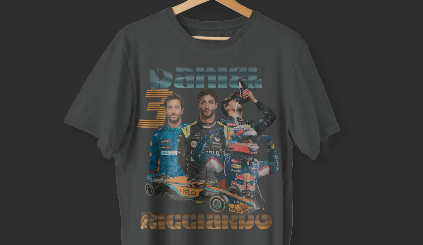 Daniel Ricciardo 90s Vintage Formula T-shirt F1 Black