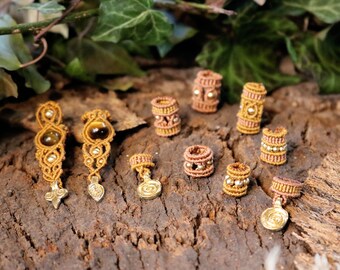 Sunset micro macramé dreadlock beads Tiger's eye healing crystal Gemstone dreadlock beads Dreadlock decoration Dreadlock jewelry