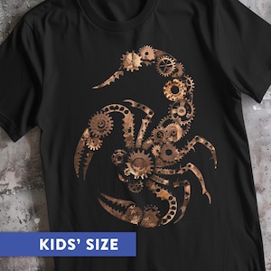 Rusty Steampunk Scorpion Kid's T-Shirt: Mechanical Gear Cycle Parts Graphic