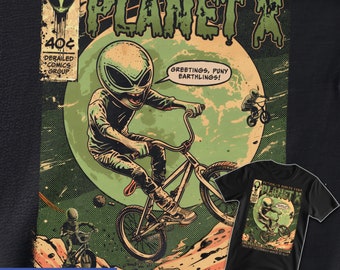 Reticulan Riders from Planet X, BMX Bicycle Kids T-Shirt
