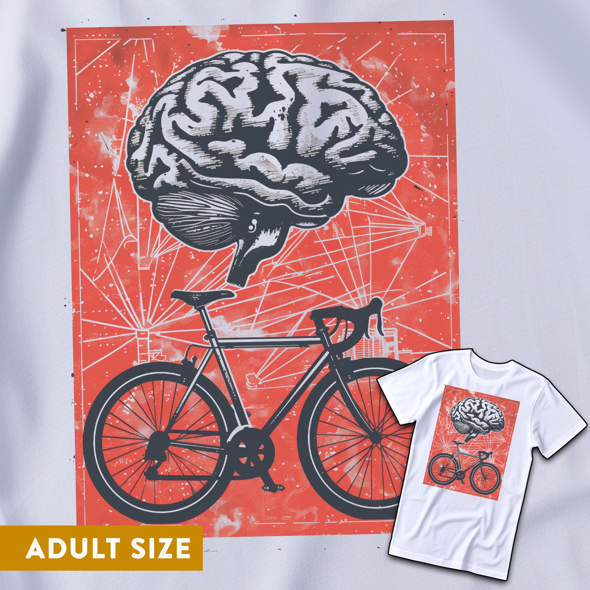 Bike Brain, Road Bicycle T-Shirt for Adults