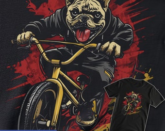 French Bulldog Riding a Bicycle Kids&#39; T-Shirt