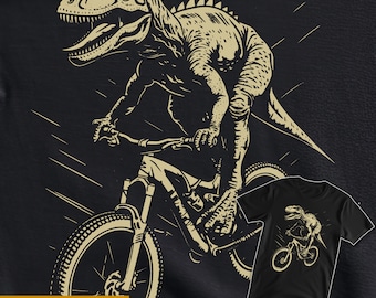 Velociraptor Dinosaur Mountain Bike T-Shirt