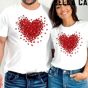 Custom Text Heart Valentines Day Shirts, Personalized Heart Shirts, Personalized Heart Love Tees, Couple Initials Heart Tees,Sweet Valentine