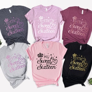 Sweet 16th Birthday Shirts, Sweet Sixteen Squad, Custom Birthday Shirts,  Personalized Birthday Group Tees, Sweet Sixteen Group T-Shirts,