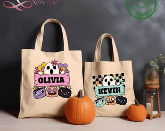 Personalized Halloween Trick or Treat Bag – Custom Kids Canvas Tote
