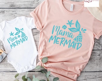 Mama Mermaid and Mini Mermaid Matching Shirt Set