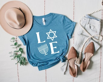 Happy Hanukkah, Jewish T-Shirt, Hanukah Love T-Shirt, Love Dreidel Shirt, Holiday Hanukkah Shirt, Jewish Religious Tee, Happy Hanukkah Gift