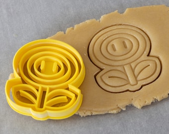 Super Mario Power Up Fire Flower Cookie Cutter with Imprint