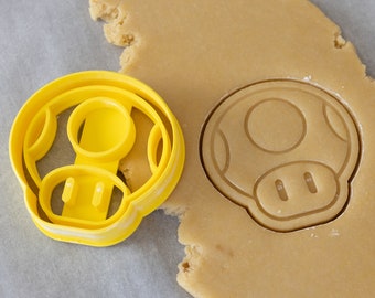 Super Mario Power Up Mushroom Cookie Cutter with Imprint