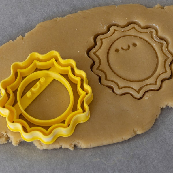 Kawaii Sun Cookie Cutter with Imprint