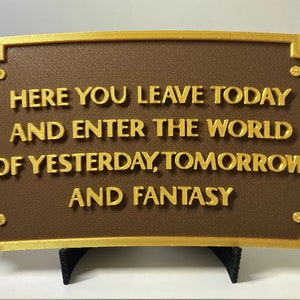 Plaque d&#39;entrée Disneyland - Vous partez aujourd&#39;hui
