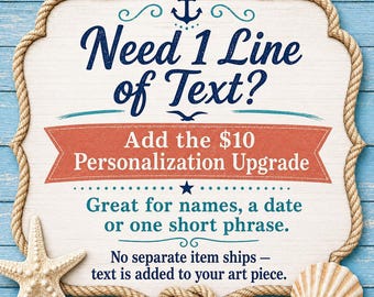 One-Line Personalization Add-On for Custom Seagull Art – Names, Date or Short Phrase