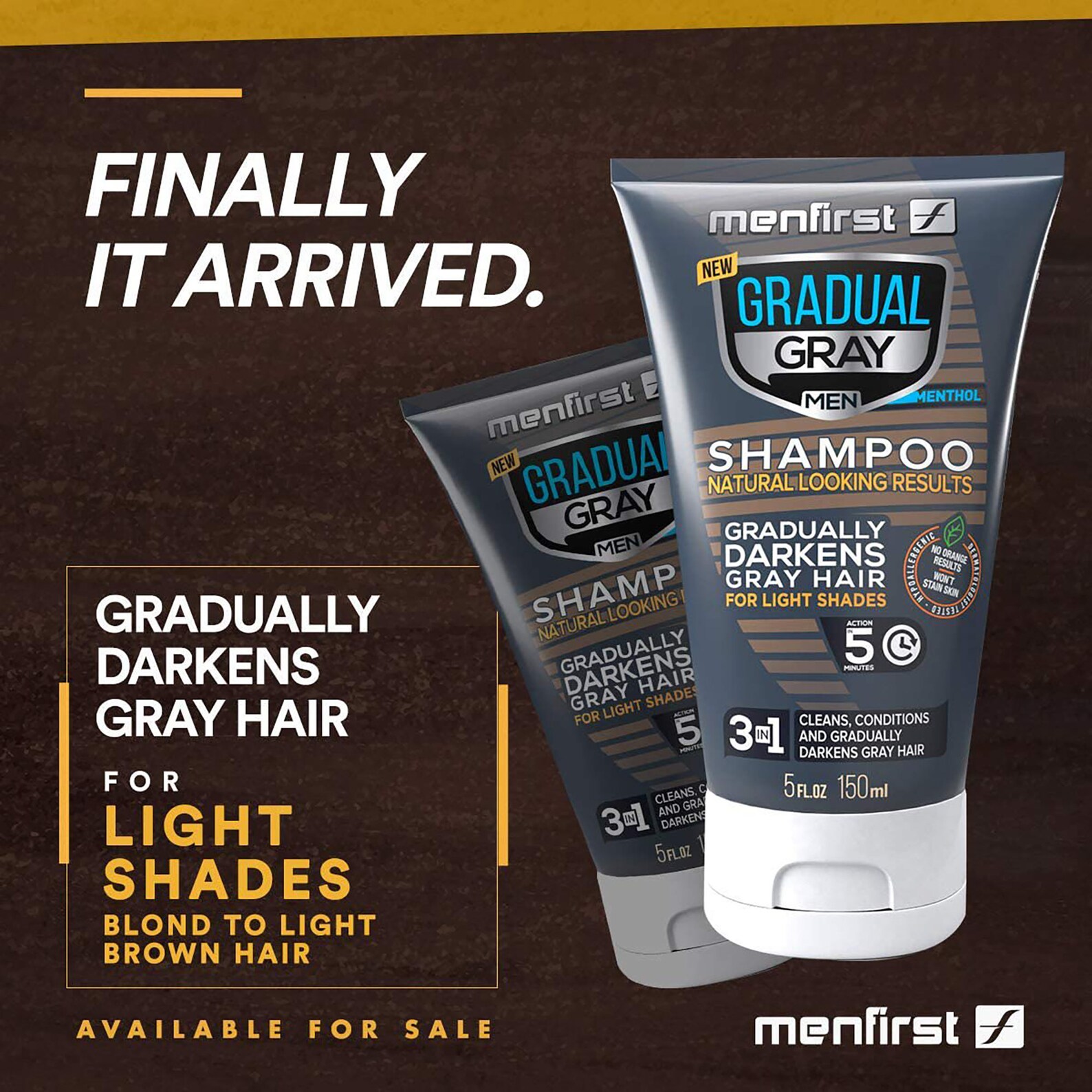 MENFIRST Gradual Gray 3in1 Hair Darkening Shampoo and Conditioner for