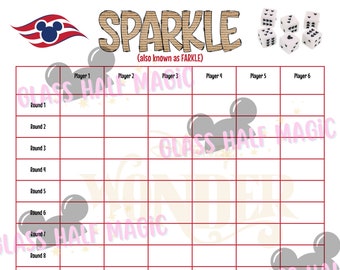 Sparkle (Also known as F@rkle) Scorecard for Fish Extender Gift - Nautical Themed - CHOOSE your ship