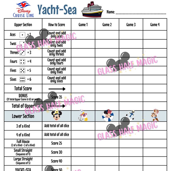 Yacht - Sea Scorecard for Fish Extender Gift - Generic DCL