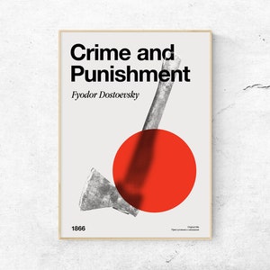 Crime and Punishment Book Poster | High quality Poster print | Wall Decor | Mid-Century design Poster print | Fyodor Dostoevsky