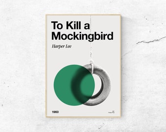 Plakat z książki „Zabić drozda” | Wysokiej jakości wydruk plakatu | Dekoracja ścienna | Projekt plakatu z połowy wieku | Harper Lee