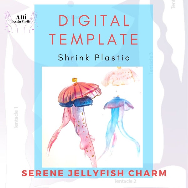 INTERMEDIATE level - Shrinky Dink Serene Jellyfish Charm Template