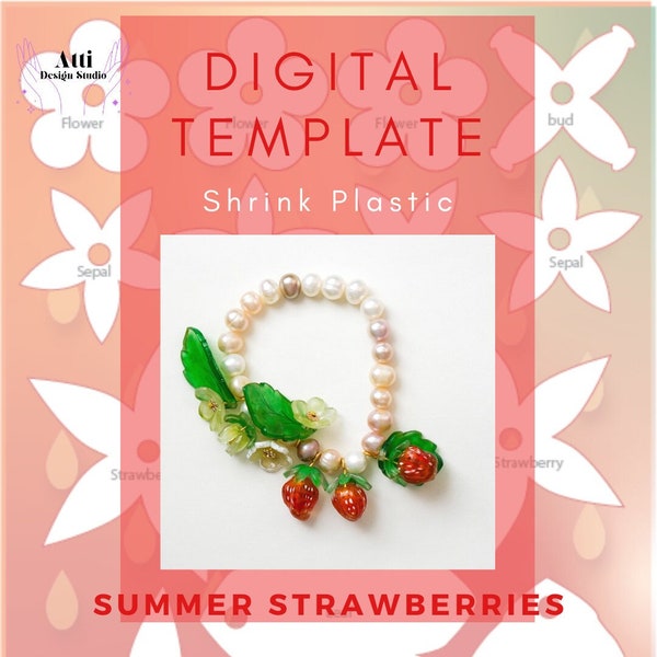 Niveau INTERMÉDIAIRE - Modèle de bracelet de fraises d'été Shrinky Dink