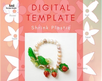 INTERMEDIATE level - Shrinky Dink Summer Strawberries Bracelet Template
