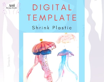 FORTGESCHRITTENE Stufe - Shrinky Dink Serene Qualle Charm Template