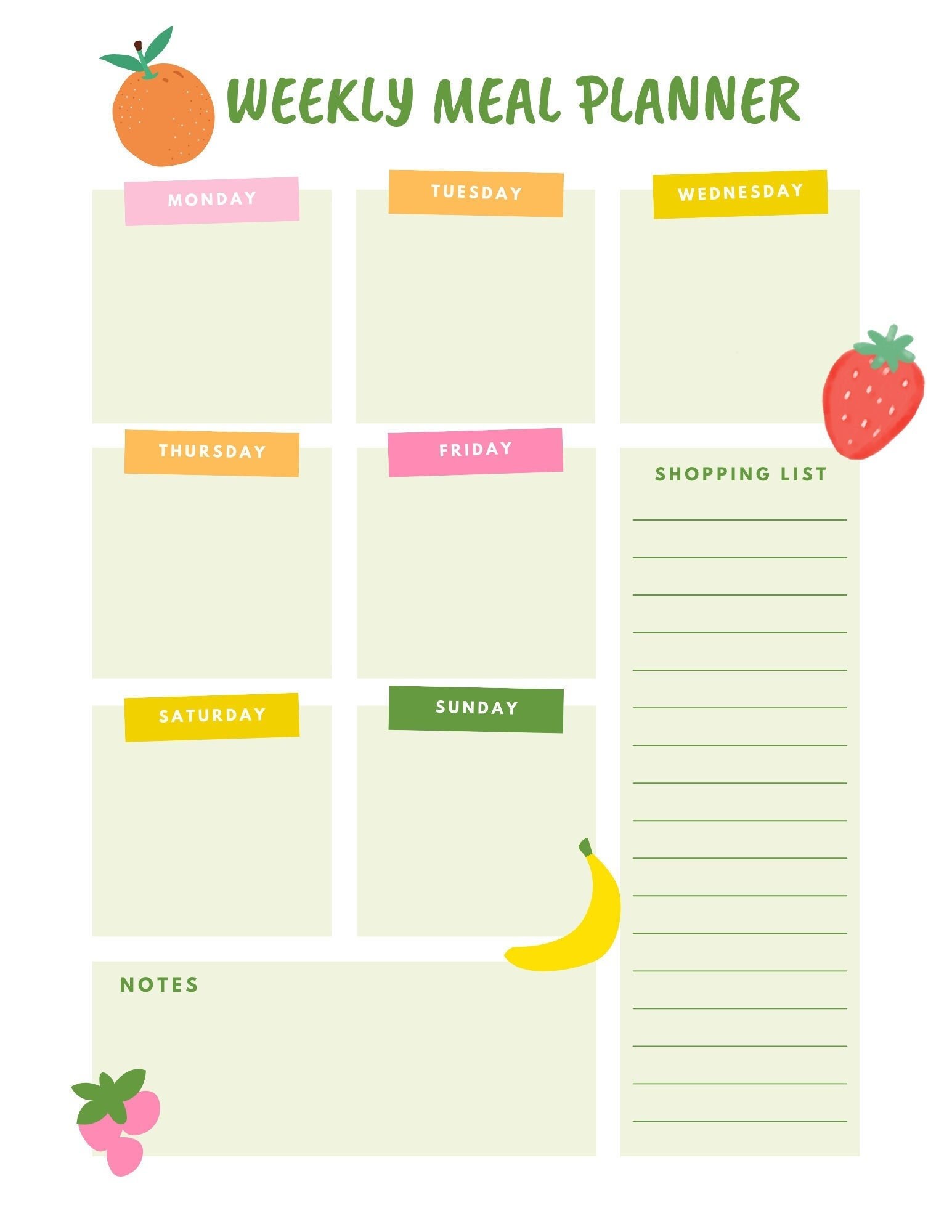 Weekly Meal Planner - Etsy