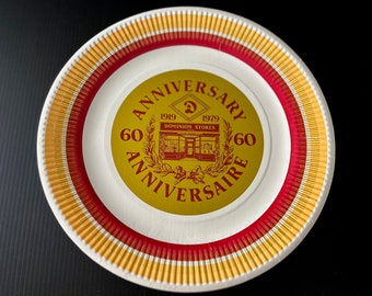 Set of 60 Plates 60th Anniversary Collectible Promo Paper Plates from the Dominion Grocery Stores 1970's Rare Find Vintage Collectibles