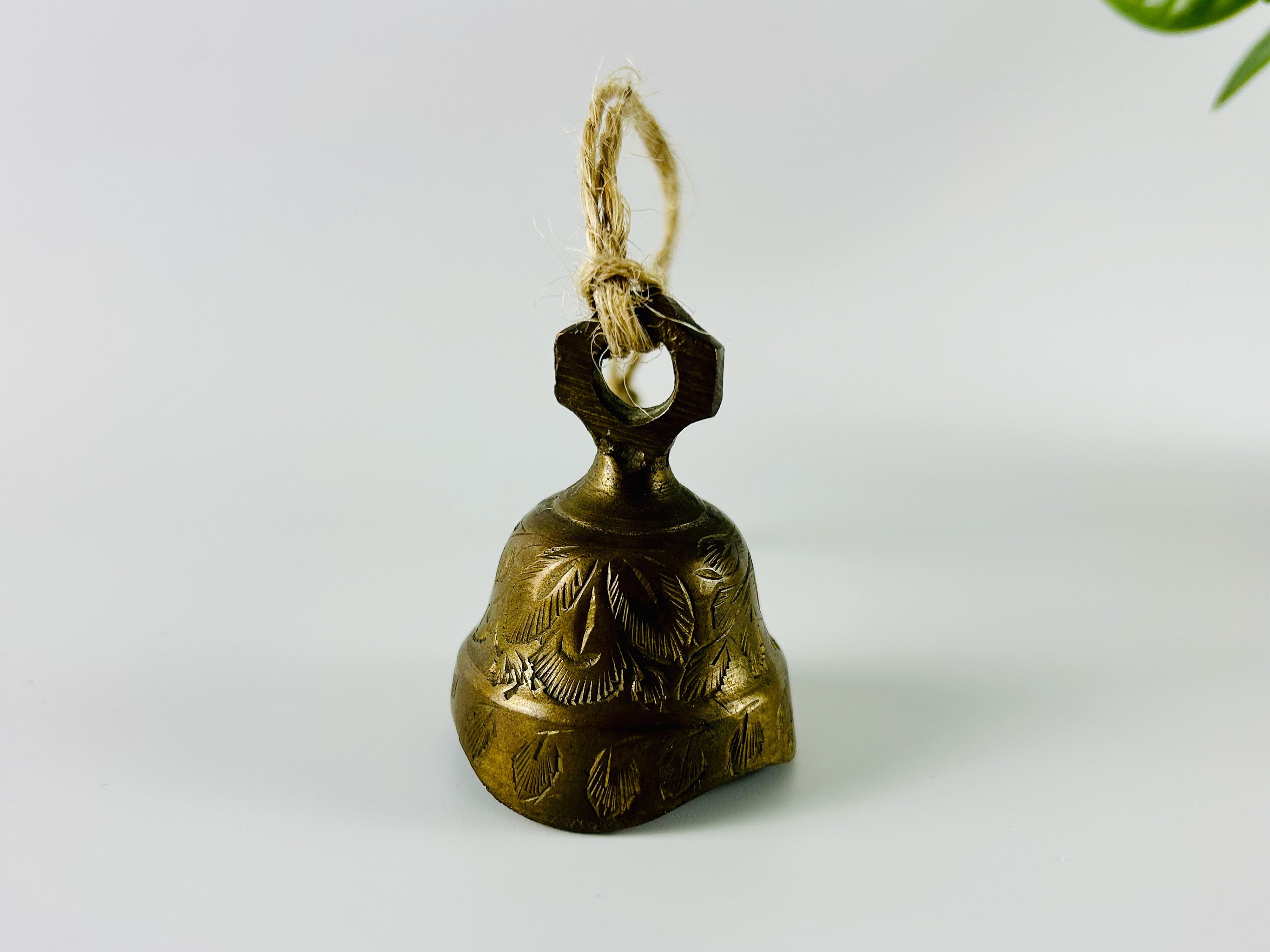 Vintage Engraved Brass Bells From India - Set of Five Bells