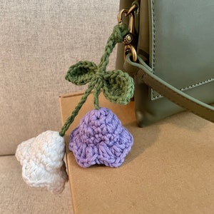 Lily of the Valley handbag accessory, keychain, Crochet Lily of the Valley, Knitted flower, Handmade flower, Valentine’s Day, Gift For Her