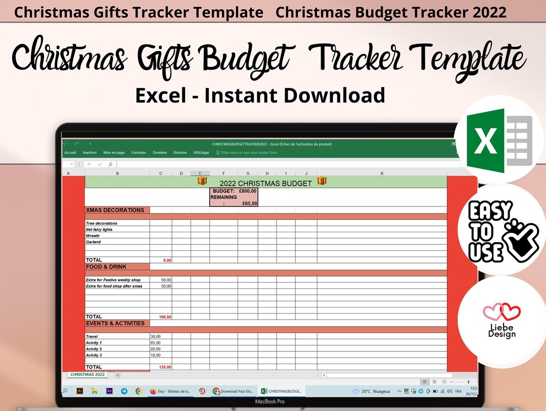 Christmas Budget Tracker Excel Template Etsy Christmas Budget Tracker Excel Template Etsy
