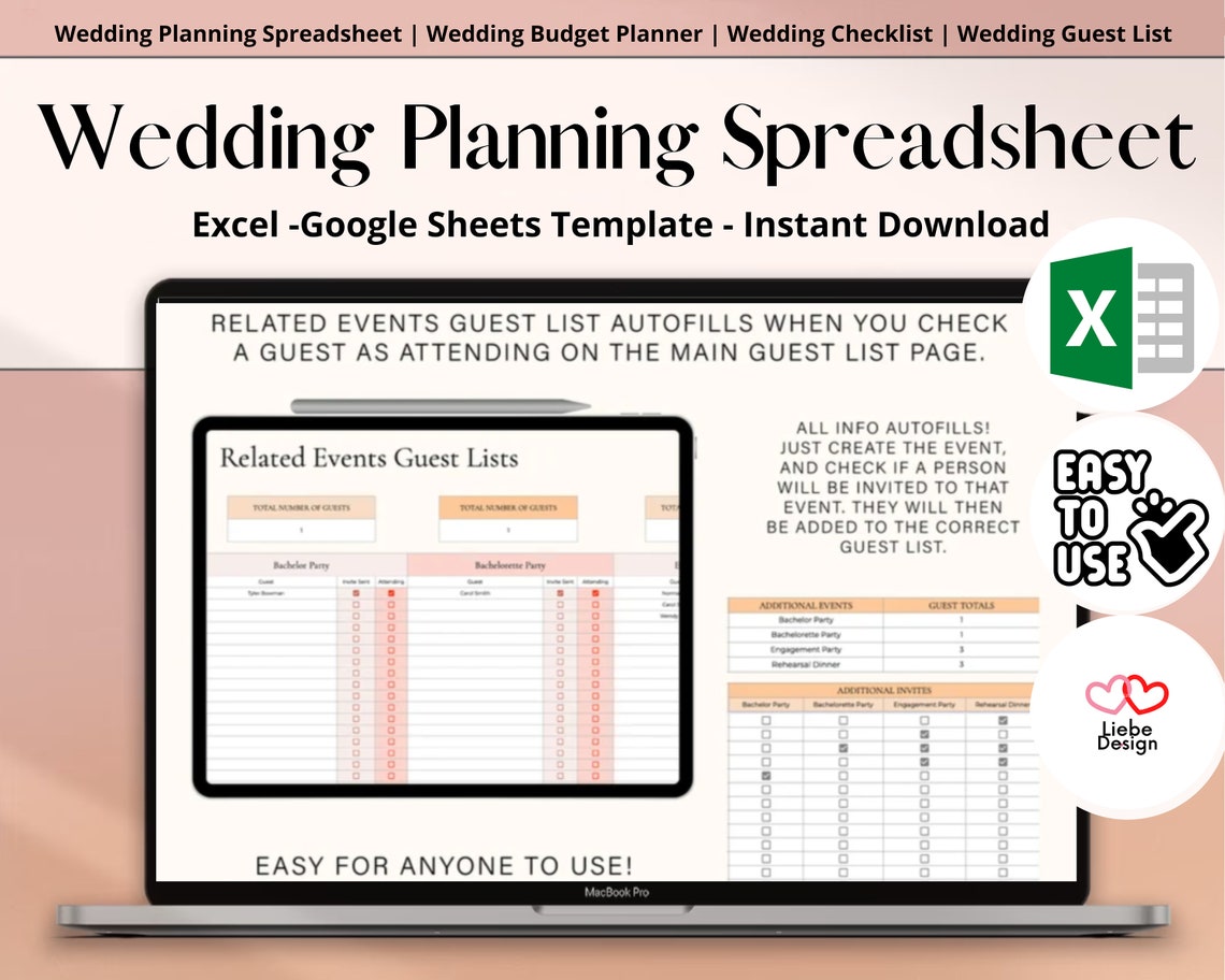 Wedding Planning Spreadsheet Excel Google Sheets Template Etsy Wedding Planning Spreadsheet Excel Google Sheets Template Etsy