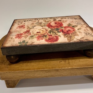 Vintage French floral inspired wooden riser